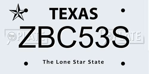 ZBC53S Texas License Plate