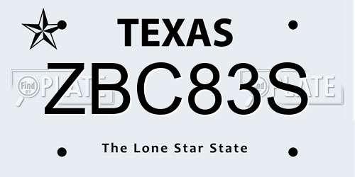 ZBC83S Texas License Plate