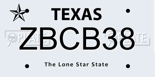 ZBCB38 Texas License Plate