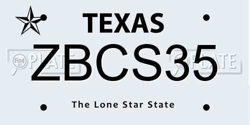 ZBCS35 Texas License Plate
