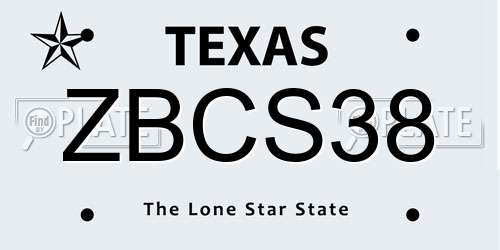 ZBCS38 Texas License Plate