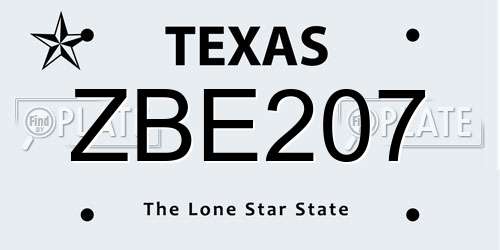 ZBE207 Texas License Plate