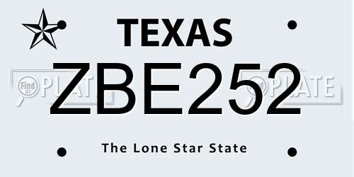 ZBE252 Texas License Plate
