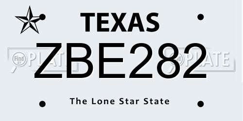 ZBE282 Texas License Plate