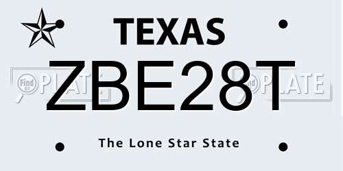 ZBE28T Texas License Plate