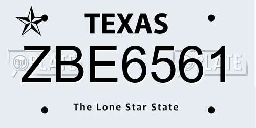 ZBE6561 Texas License Plate