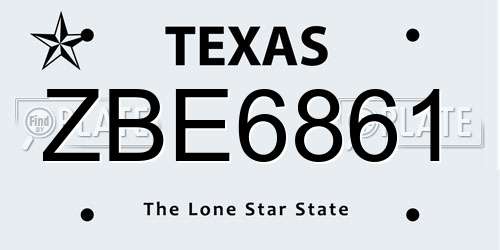 ZBE6861 Texas License Plate