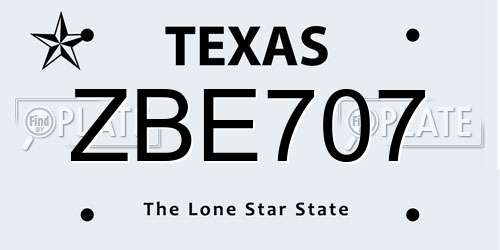 ZBE707 Texas License Plate