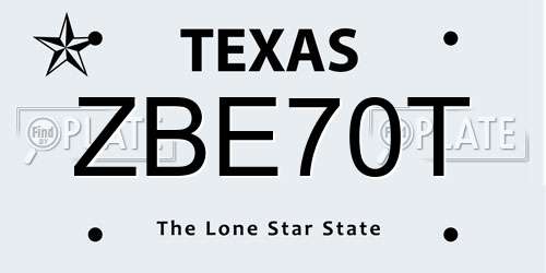 ZBE70T Texas License Plate