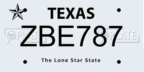 ZBE787 Texas License Plate