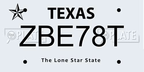 ZBE78T Texas License Plate