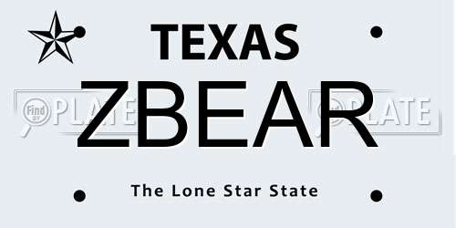 ZBEAR Texas License Plate
