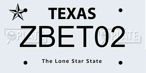 ZBET02 Texas License Plate