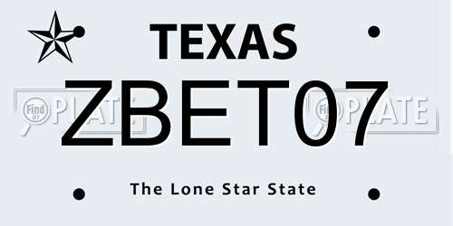 ZBET07 Texas License Plate