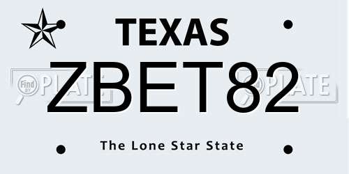 ZBET82 Texas License Plate