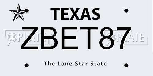 ZBET87 Texas License Plate
