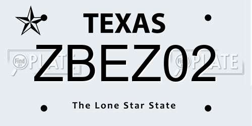 ZBEZ02 Texas License Plate