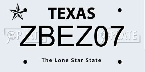 ZBEZ07 Texas License Plate
