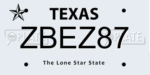 ZBEZ87 Texas License Plate