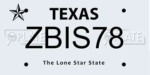 ZBIS78 Texas License Plate