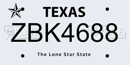 ZBK4688 Texas License Plate