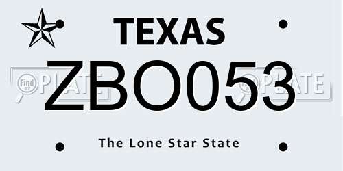ZBO053 Texas License Plate