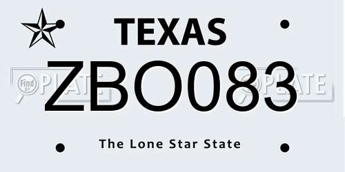 ZBO083 Texas License Plate