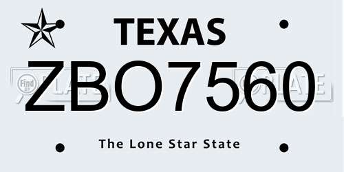 ZBO7560 Texas License Plate