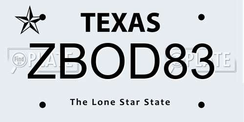 ZBOD83 Texas License Plate