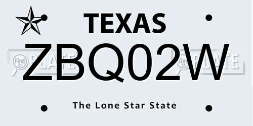 ZBQ02W Texas License Plate