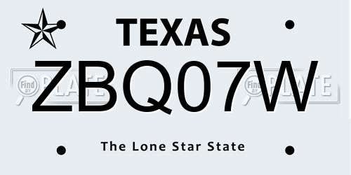 ZBQ07W Texas License Plate