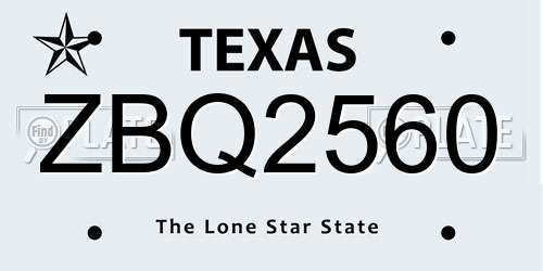ZBQ2560 Texas License Plate