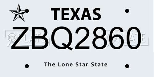ZBQ2860 Texas License Plate