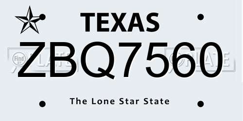 ZBQ7560 Texas License Plate