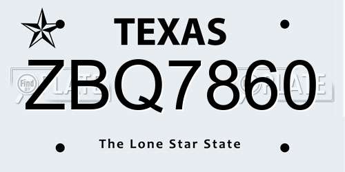 ZBQ7860 Texas License Plate