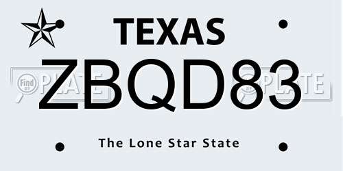 ZBQD83 Texas License Plate