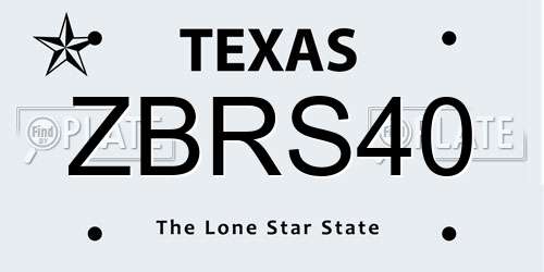 ZBRS40 Texas License Plate