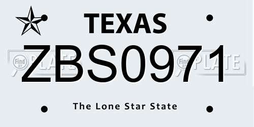 ZBS0971 Texas License Plate