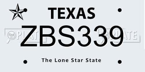 ZBS339 Texas License Plate