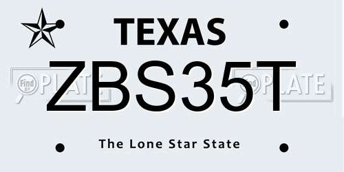 ZBS35T Texas License Plate