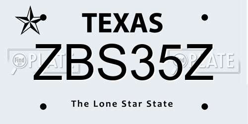 ZBS35Z Texas License Plate