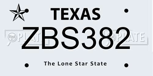 ZBS382 Texas License Plate