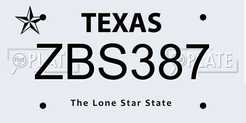 ZBS387 Texas License Plate