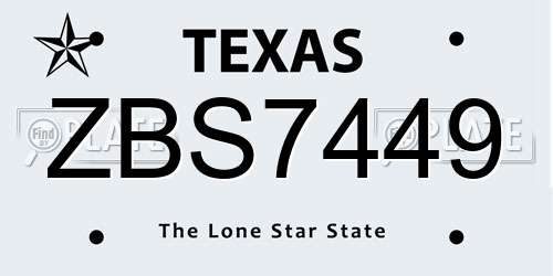 ZBS7449 Texas License Plate