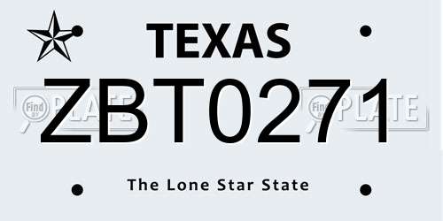 ZBT0271 Texas License Plate