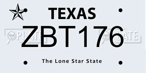 ZBT176 Texas License Plate