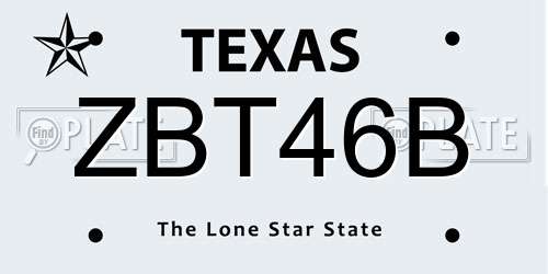 ZBT46B Texas License Plate