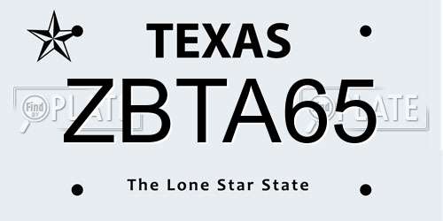 ZBTA65 Texas License Plate