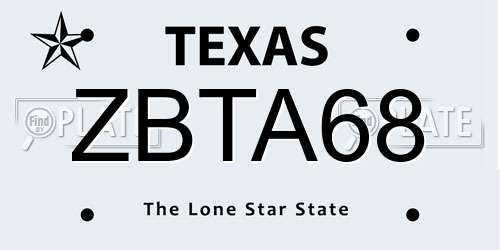 ZBTA68 Texas License Plate