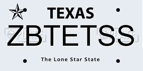 ZBTETSS Texas License Plate